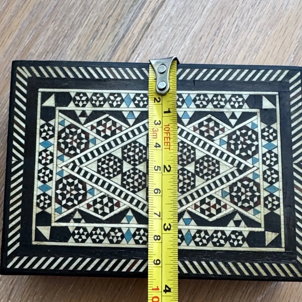 Vintage Rectangle Wood Mosaic inlay Box